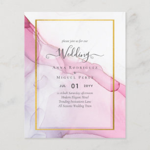 LeahG PINK Purple Ink Abstract Wedding INVITE Flyer