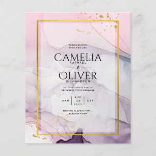 LeahG Pink Purple Lavender Gold INK Wedding INVITE Flyer