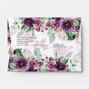 LeahG Plum Purple Berry Floral Wedding Fall Winter Envelope
