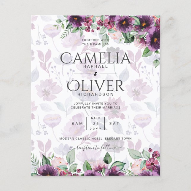 LeahG Plum Purple Berry Floral Wedding Fall Winter Flyer (Front)