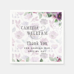 LeahG Plum Purple Berry Floral Wedding Fall Winter Napkin