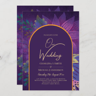 LeahG Plum Purple Gold JEWEL TONES Wedding INVITE