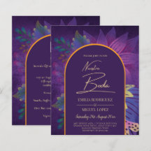 LeahG Plum Purple Gold JEWEL TONES Wedding INVITE