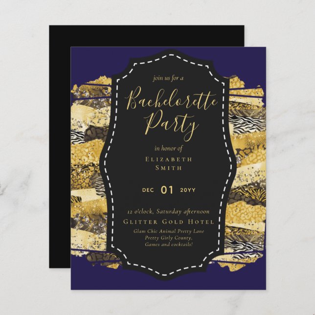 LeahG Pretty Girly Bachelorette Glam Animal Prints (Front/Back)