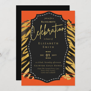 LeahG Pretty Girly Bachelorette Glam Animal Prints Invitation