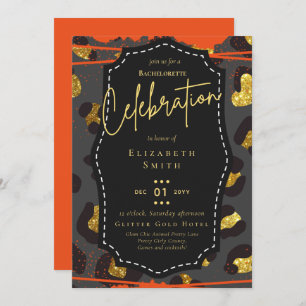 LeahG Pretty Girly Bachelorette Glam Animal Prints Invitation