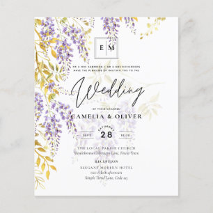 LeahG Purple Gold WISTERIA Floral Wedding INVITE Flyer