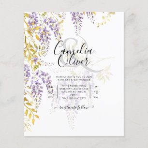 LeahG Purple Gold WISTERIA Floral Wedding INVITE Flyer
