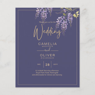 LeahG Purple Gold WISTERIA Floral Wedding INVITE Flyer