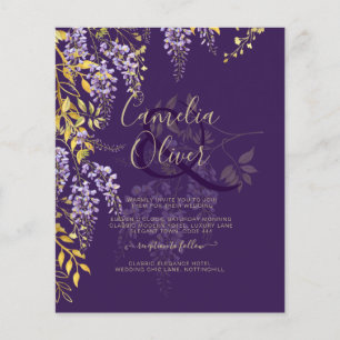 LeahG Purple Gold WISTERIA Floral Wedding INVITE Flyer