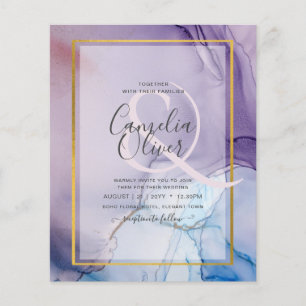 LeahG Purple Navy Blue Gold INK Wedding INVITE Flyer