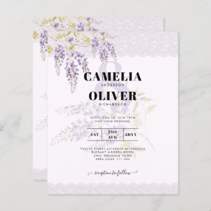 LeahG Purple WISTERIA Lace Floral Wedding INVITE