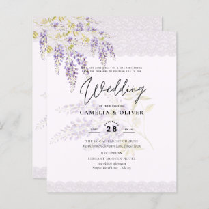 LeahG Purple WISTERIA Lace Floral Wedding INVITE