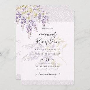 LeahG Purple WISTERIA Lace Floral Wedding INVITE