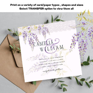 LeahG Purple WISTERIA Lace Floral Wedding INVITE