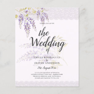 LeahG Purple WISTERIA Lace Floral Wedding INVITE Flyer
