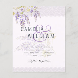 LeahG Purple WISTERIA Lace Floral Wedding INVITE Flyer