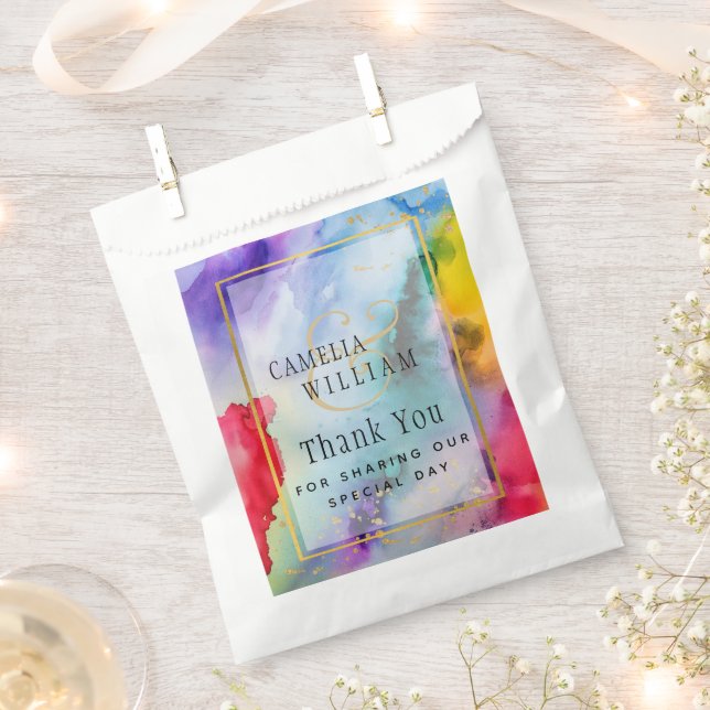 LeahG Rainbow Pride Alcohol Ink Wedding Favour Bag (Clipped)