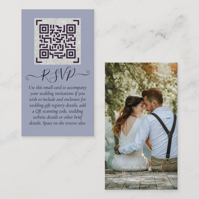 LeahG RSVP QR Code PHOTO Details Wedding Card (Front/Back)