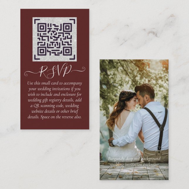 LeahG RSVP QR Code PHOTO Details Wedding Card (Front/Back)