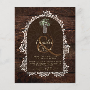 LeahG Rustic Lace Gypsophila Wood Wedding INVITE Flyer