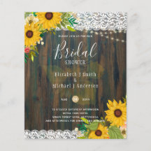 LeahG Rustic Sunflowers Lace Bridal Shower Invite