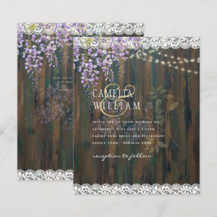 LeahG Rustic WISTERIA Lace Floral Wedding INVITE