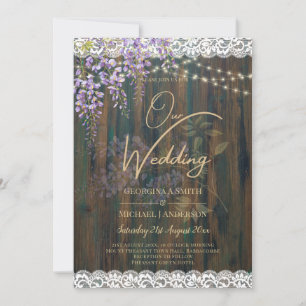 LeahG Rustic WISTERIA Lace Floral Wedding INVITE