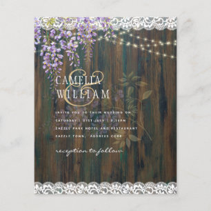 LeahG Rustic WISTERIA Lace Floral Wedding INVITE Flyer