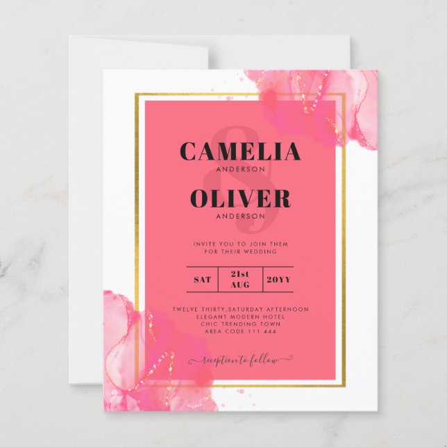 LeahG Salmon PINK GOLD WEDDING Alcohol Ink (Front)