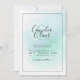 LeahG Sea Glass Turquoise Teal Blue Wedding INVITE