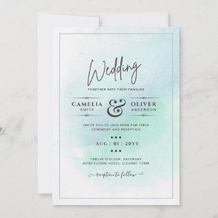 LeahG Sea Glass Turquoise Teal Blue Wedding INVITE