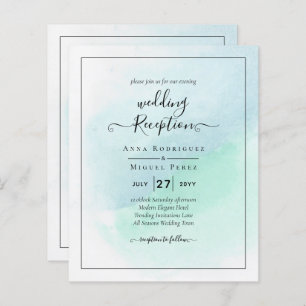 LeahG Sea Glass Turquoise Teal Blue Wedding INVITE