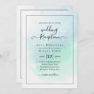 LeahG Sea Glass Turquoise Teal Blue Wedding INVITE