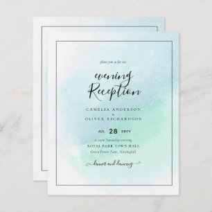 LeahG Sea Glass Turquoise Teal Blue Wedding INVITE