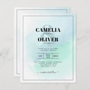 LeahG Sea Glass Turquoise Teal Blue Wedding INVITE