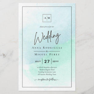 LeahG Sea Glass Turquoise Teal Blue Wedding INVITE Flyer