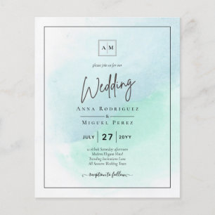LeahG Sea Glass Turquoise Teal Blue Wedding INVITE Flyer