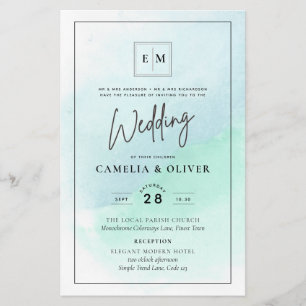 LeahG Sea Glass Turquoise Teal Blue Wedding INVITE Flyer