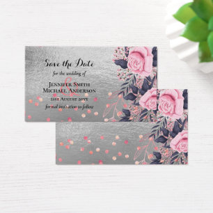 LeahG Silver Navy Rosegold PInk Floral Wedding