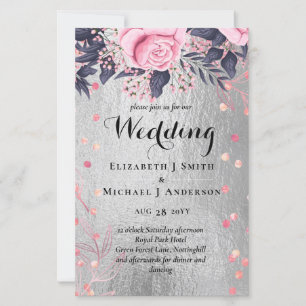 LeahG Silver Navy Rosegold PInk Floral Wedding