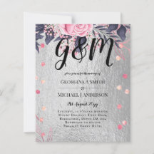 LeahG Silver Navy Rosegold PInk Floral Wedding