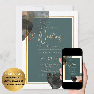 Leahg TEAL EARTH TONES WEDDING INVITE QR Code