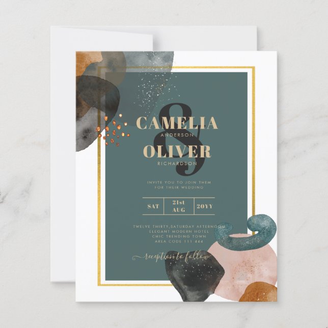 Leahg TEAL EARTH TONES WEDDING INVITE QR Code (Front)