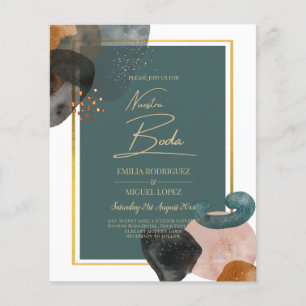 Leahg TEAL EARTH TONES WEDDING INVITE QR Code Flyer