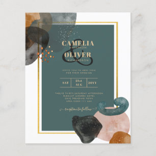 Leahg TEAL EARTH TONES WEDDING INVITE QR Code Flyer