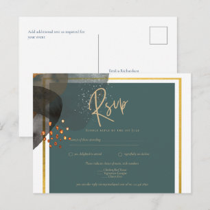 Leahg TEAL EARTH TONES WEDDING INVITE QR Code Postcard