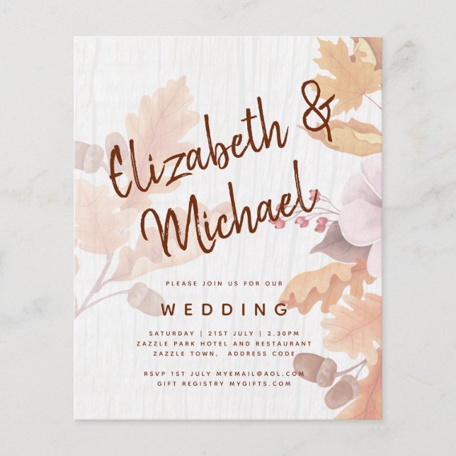 LeahG Terracotta Fall Leaves Wedding Invite (Front)