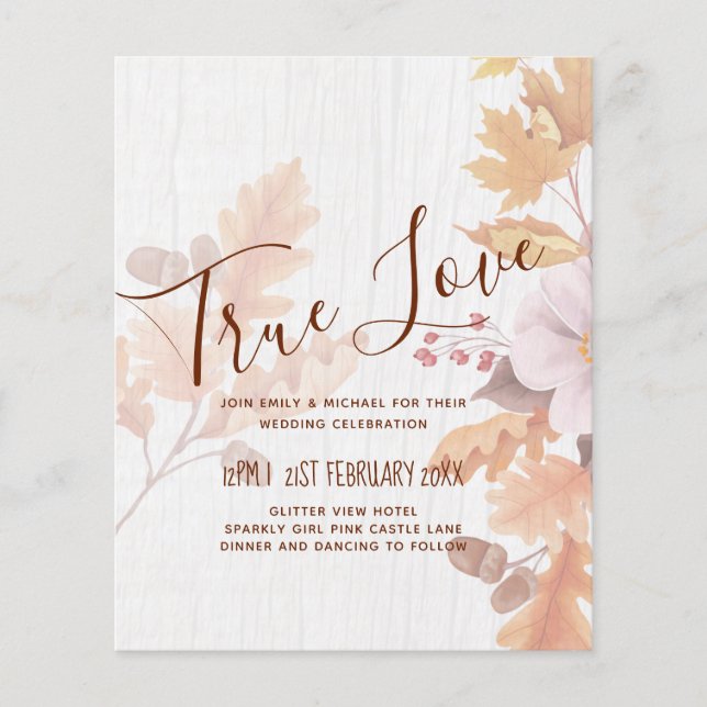 LeahG Terracotta Fall Leaves Wedding Invite Flyer (Front)