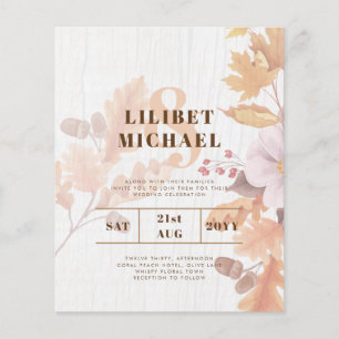 LeahG Terracotta Fall Leaves Wedding Invite Flyer